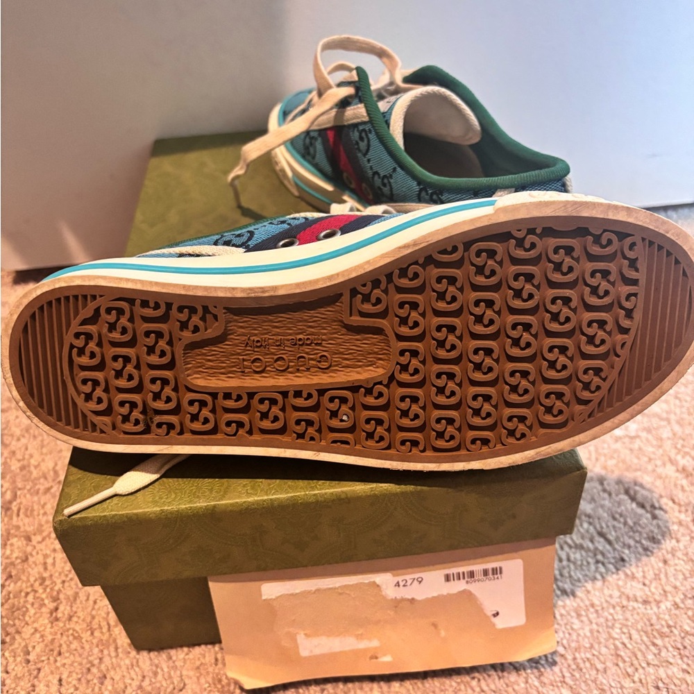 Gucci Kids Blue and Cream Logo Sneakers - Picture 3 of 3